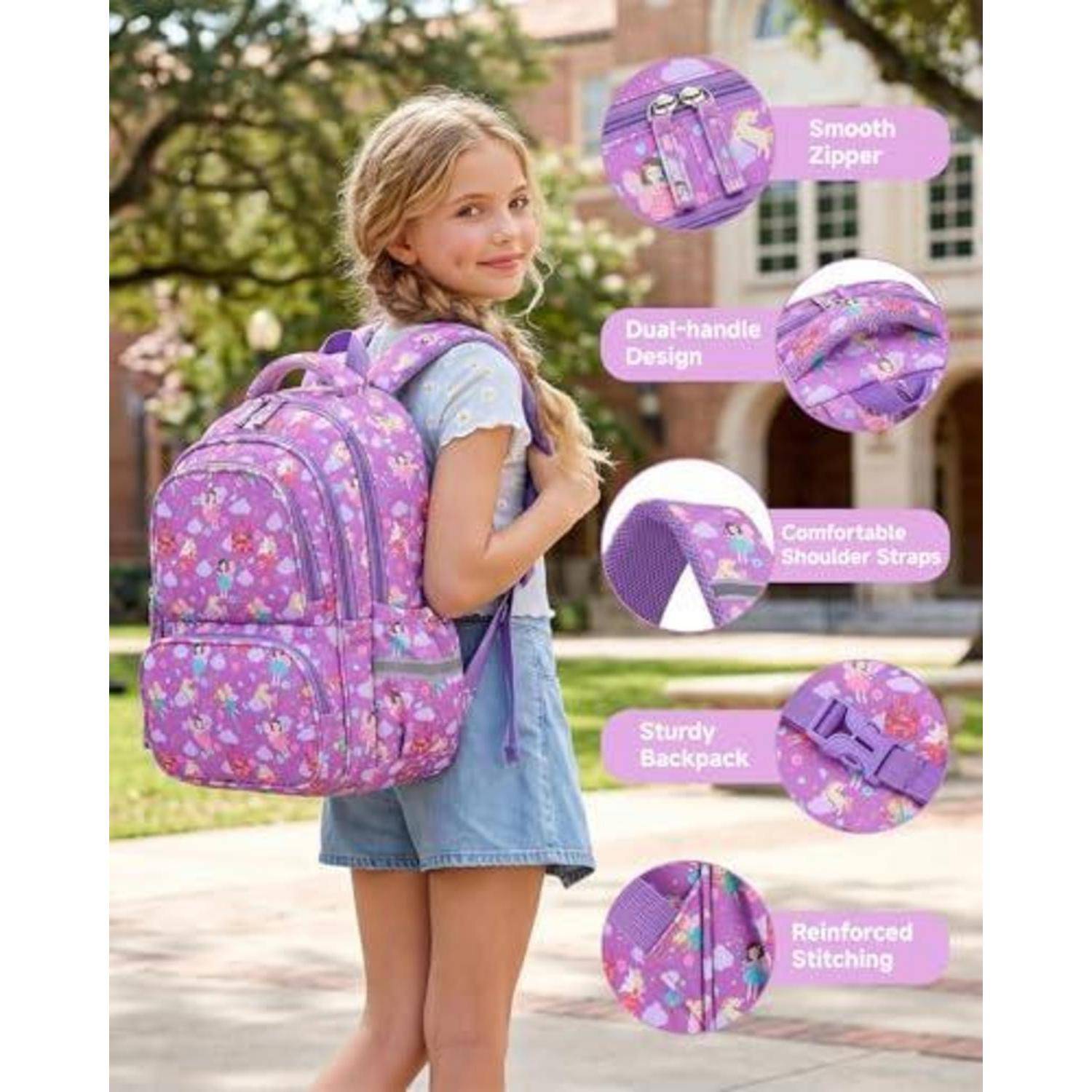 Schulranzen Set 3-teilig Mädchen 1. Klasse 25L mit Reflektoren Geist