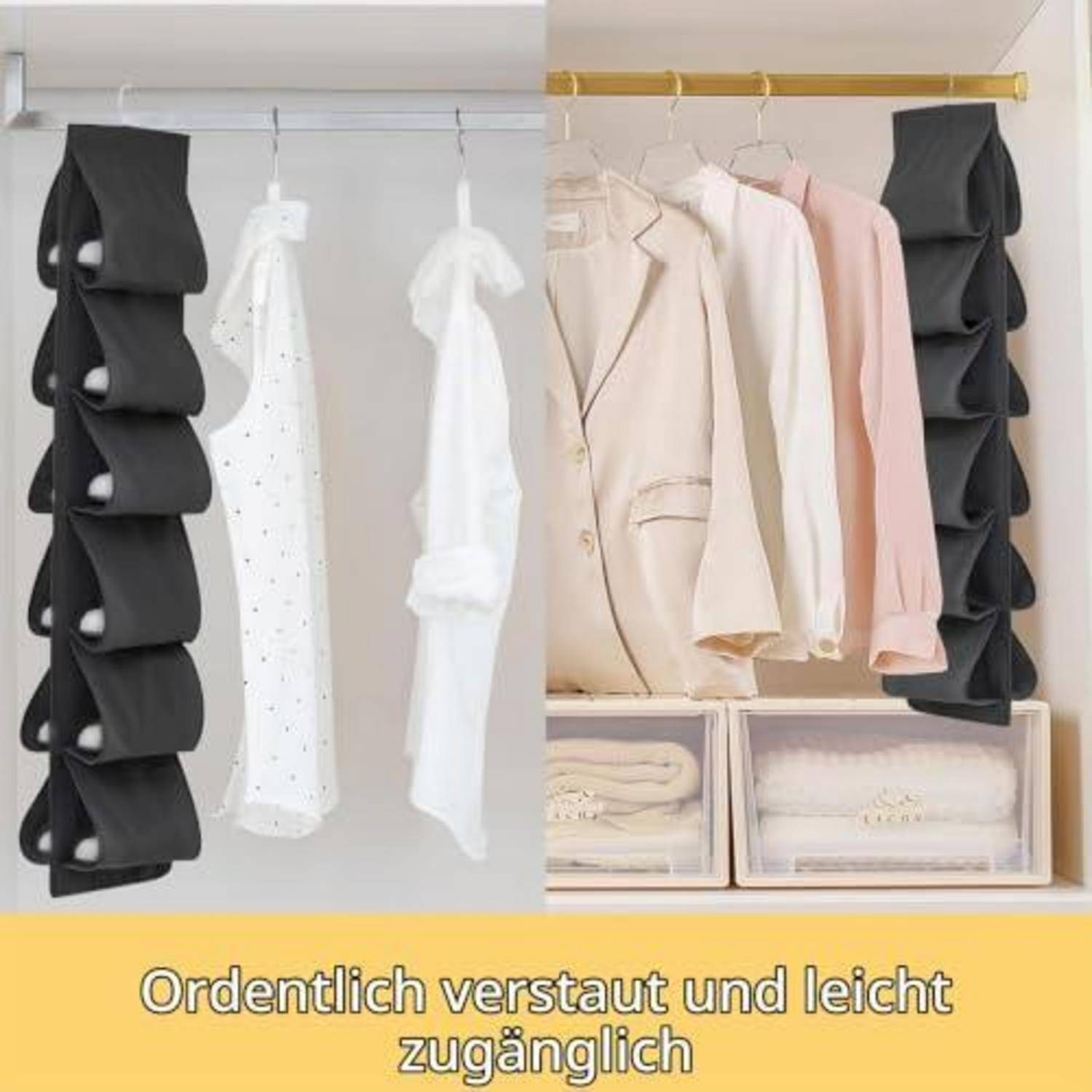 Hängeorganizer Schuhregal 12-Fach Faltbar Schwarz
