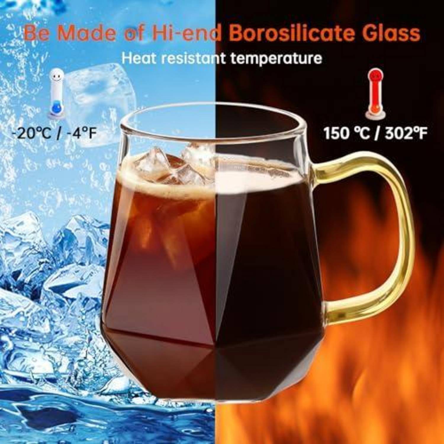 Latte Macchiato Gläser Set 2-teilig 350ml mit Griff und Löffel