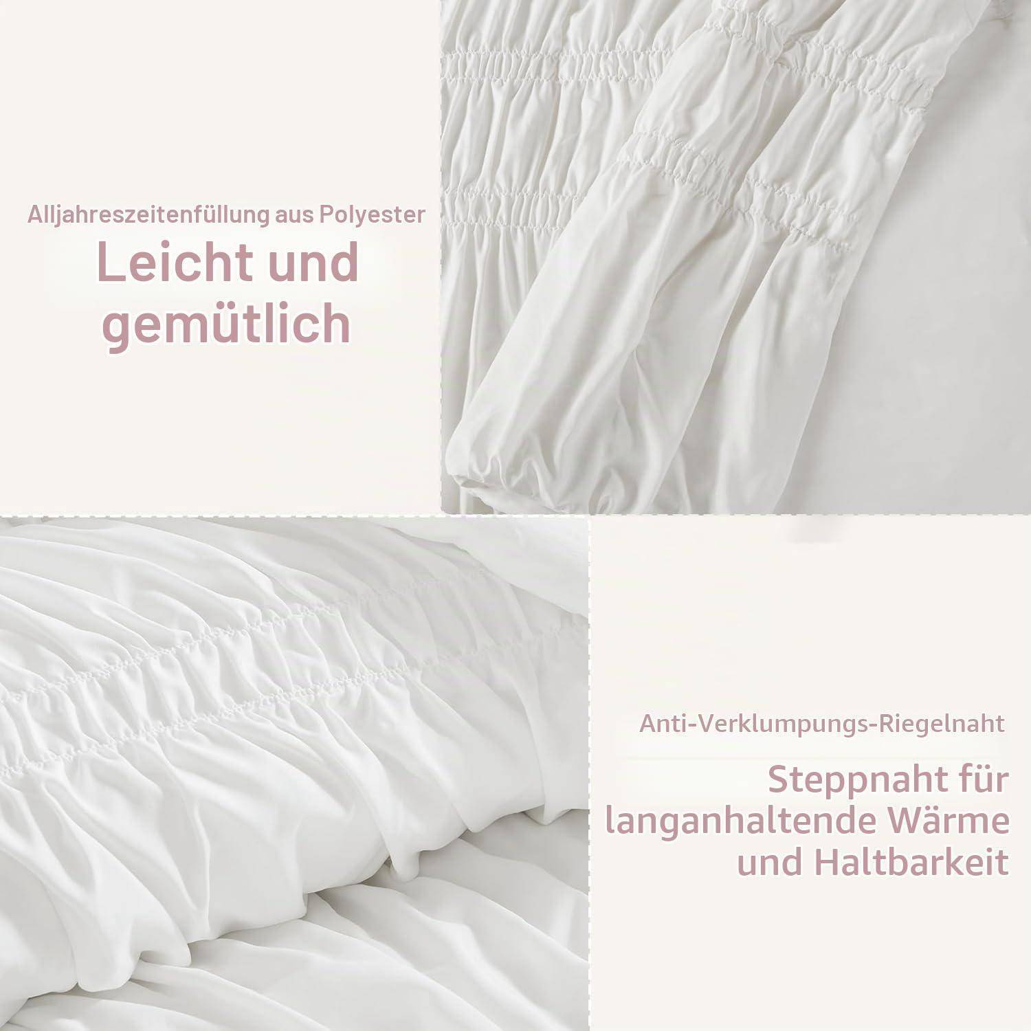 Ganzjahresfüllung aus Polyester, leicht und gemütlich, Anti-Verklumpungs-Riegelnaht, Steppnaht für langanhaltende Wärme und Haltbarkeit.
