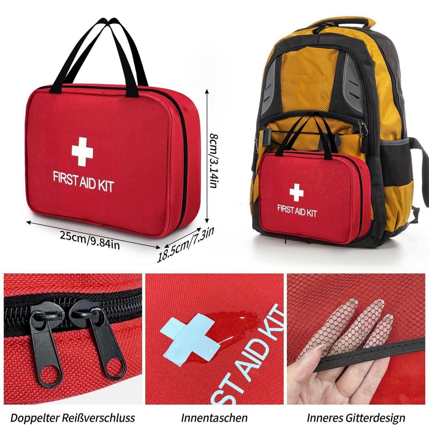 Erste Hilfe Set 120 Teile Rot Outdoor Reiseapotheke Tasche Nylon