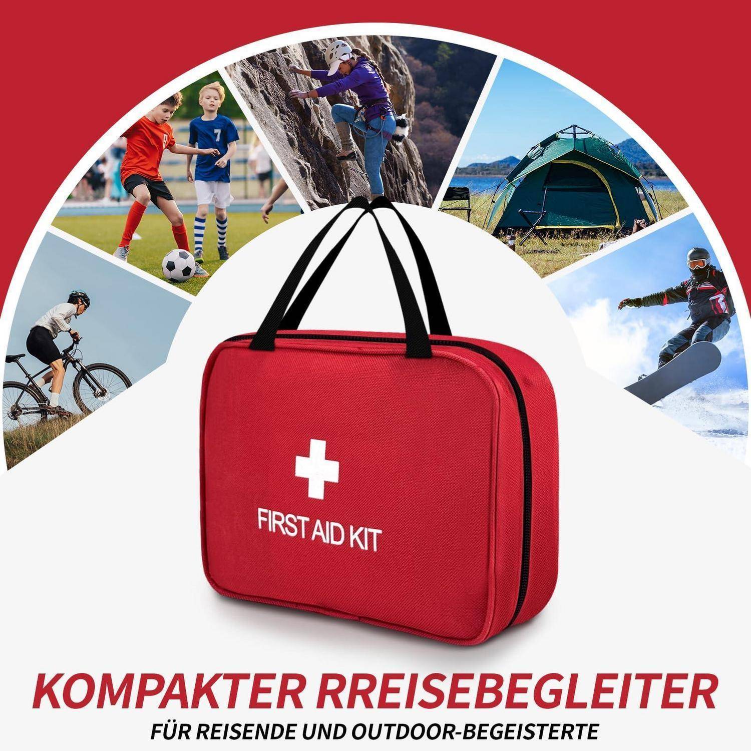 Erste Hilfe Set 120 Teile Rot Outdoor Reiseapotheke Tasche Nylon