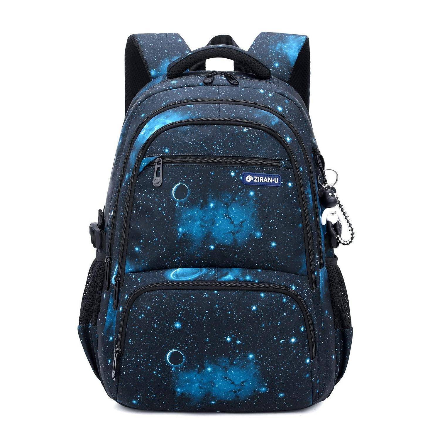 Schulrucksack Jungen Teenager Blau Sternenhimmel mit Trolleygurt
