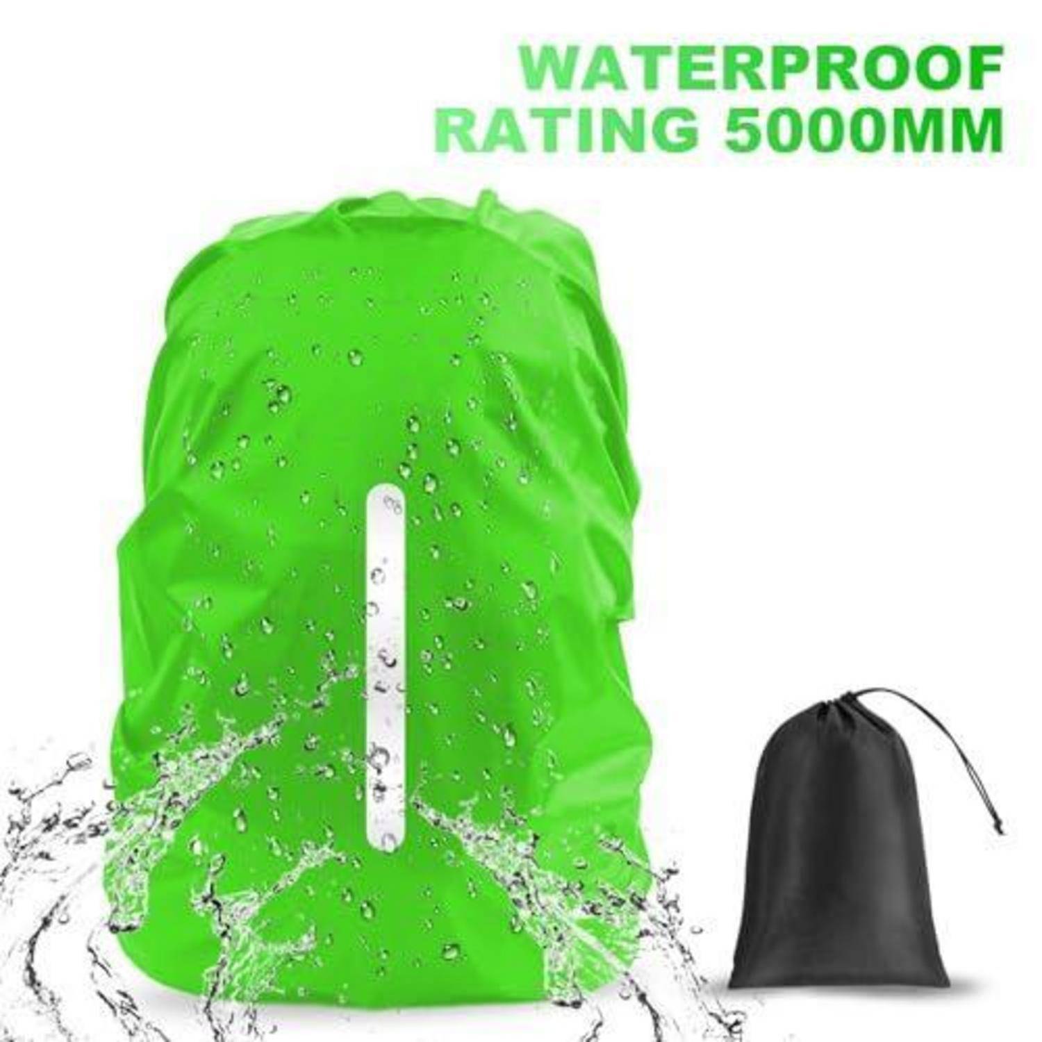 LAMA Regenschutz Rucksack 2 Stück wasserdicht 45-55L mit Reflektoren Schwarz Grün