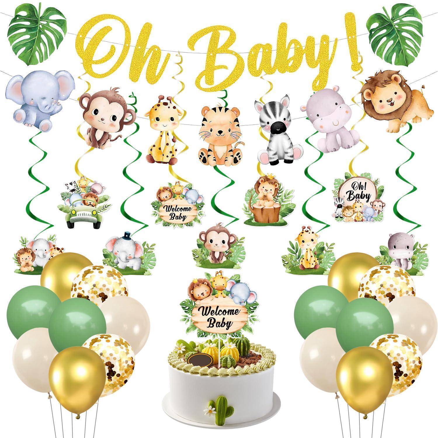 Babyparty Deko Set Waldtiere Girlande Ballons