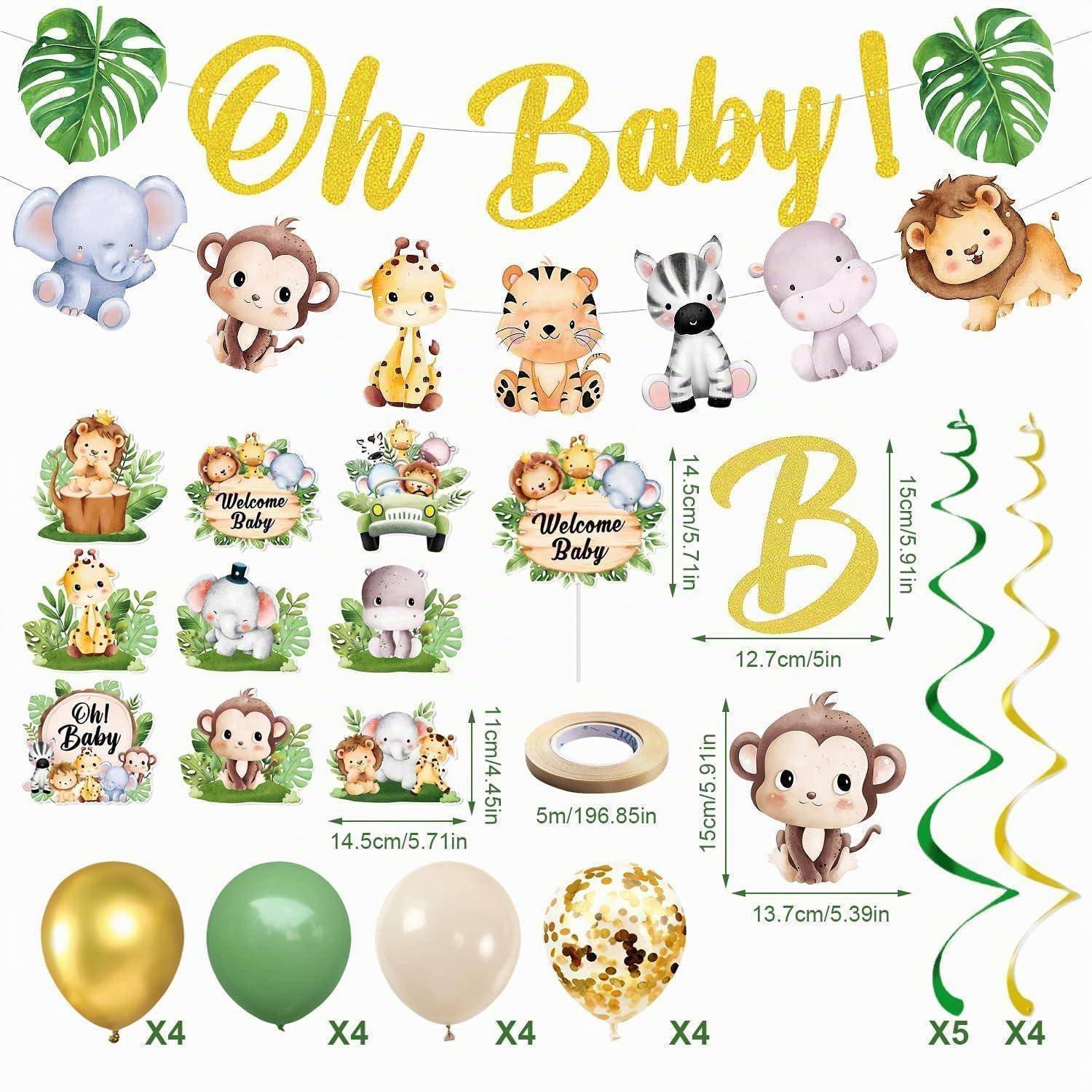 Babyparty Deko Set Waldtiere Girlande Ballons