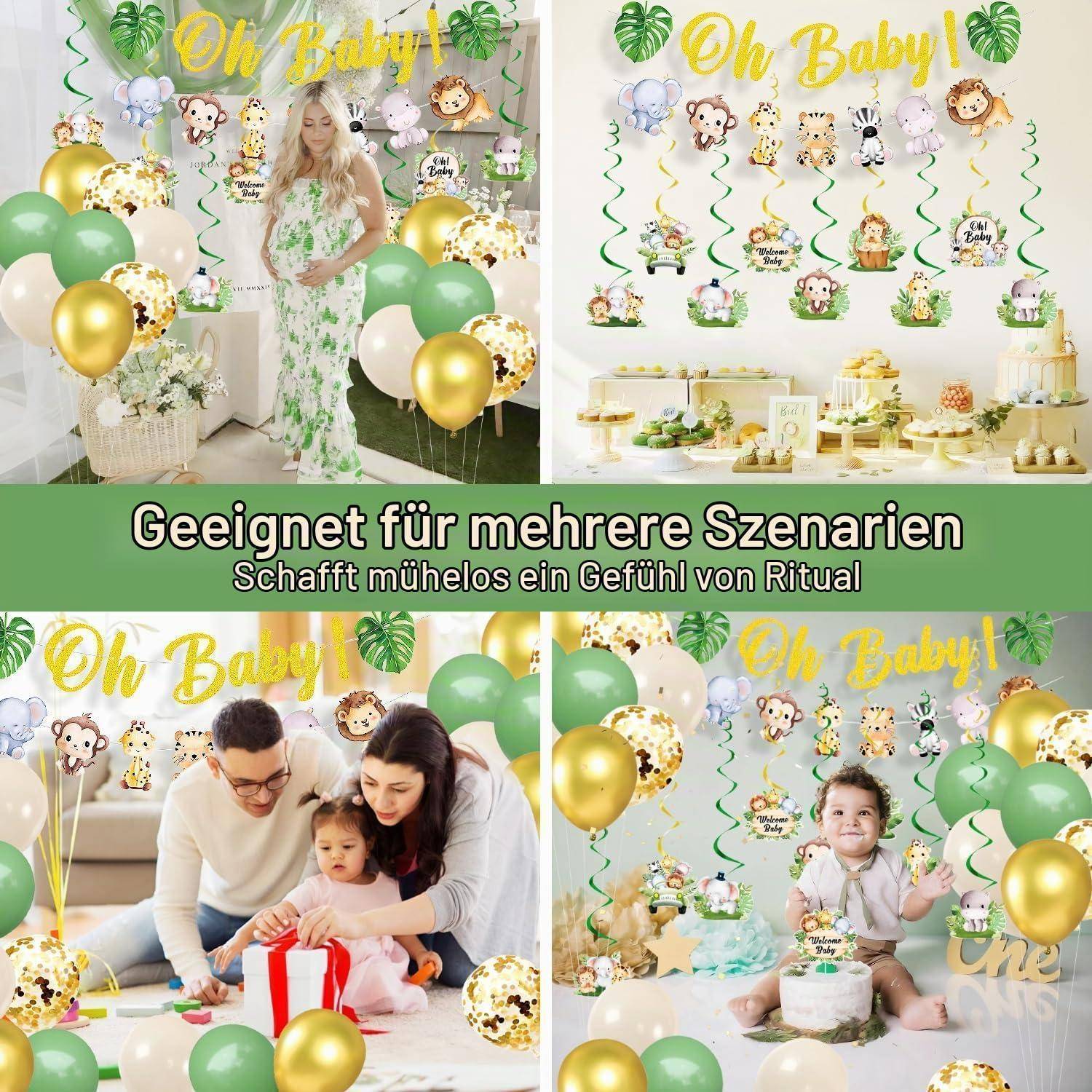 Babyparty Deko Set Waldtiere Girlande Ballons