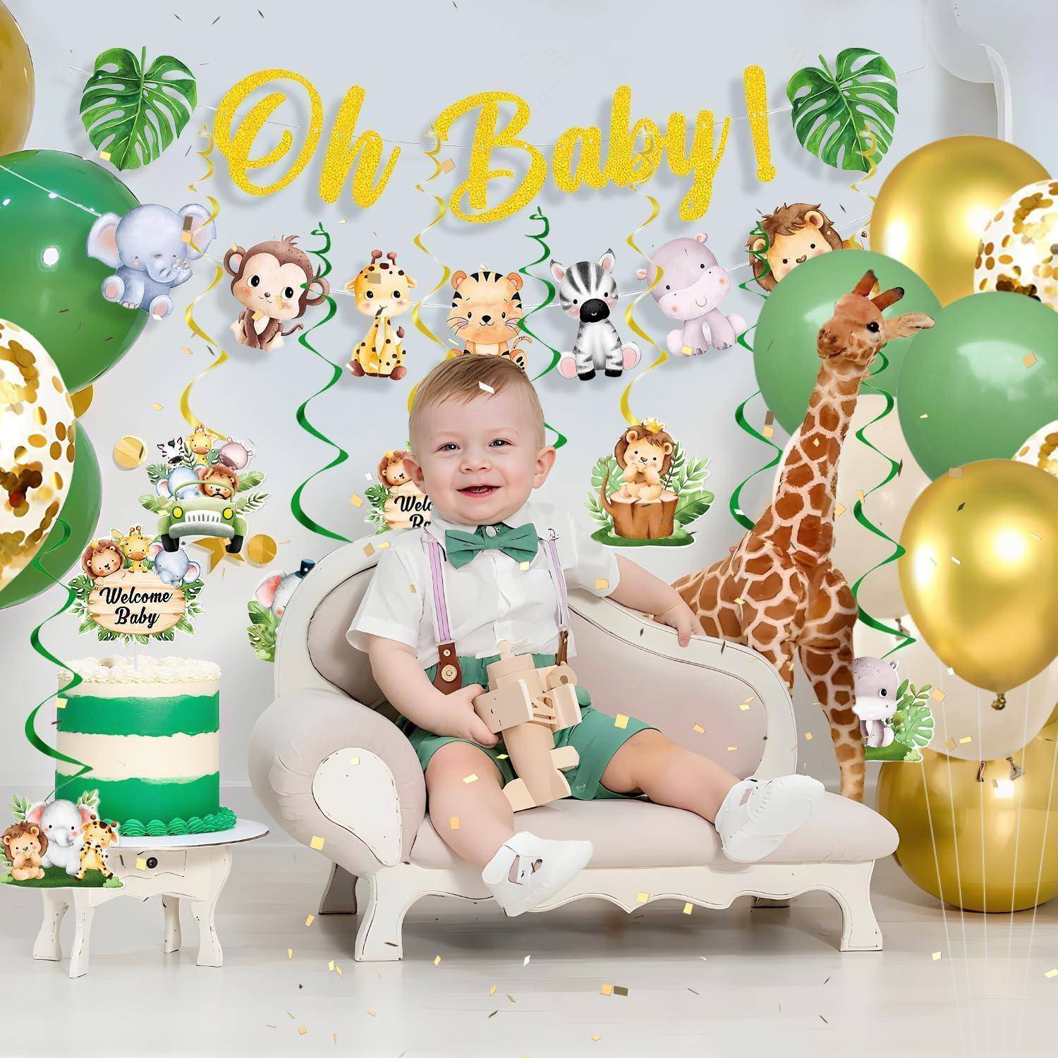 Babyparty Deko Set Waldtiere Girlande Ballons