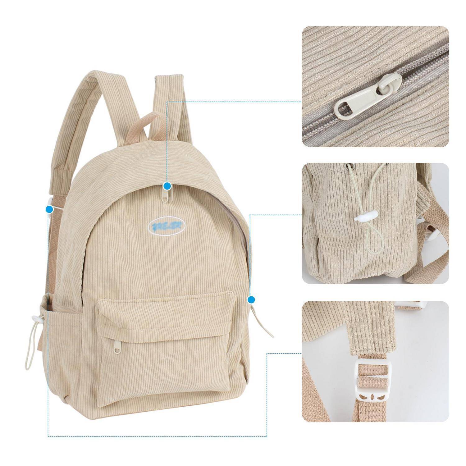 Cord Rucksack H-beige mit Laptopfach 30x13x40cm