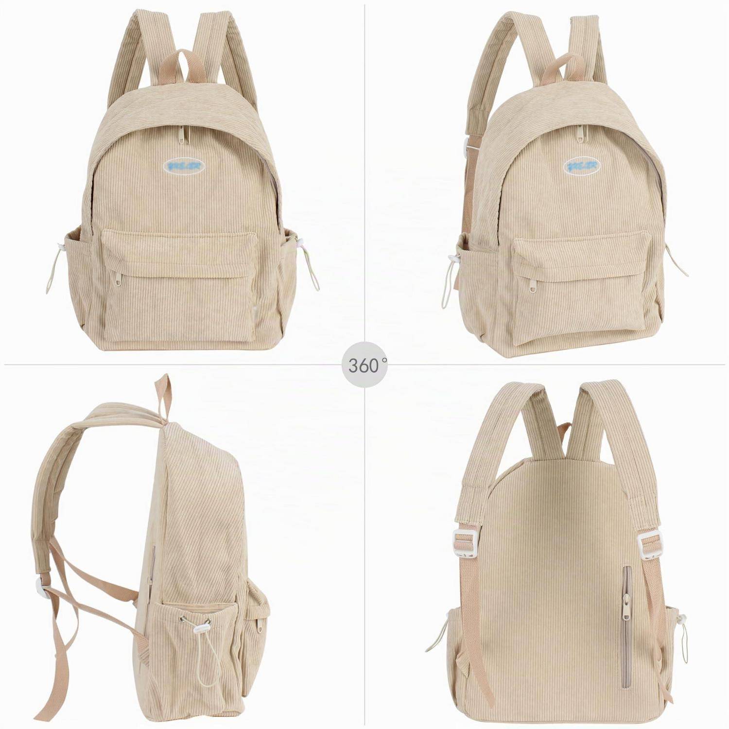 Cord Rucksack H-beige mit Laptopfach 30x13x40cm