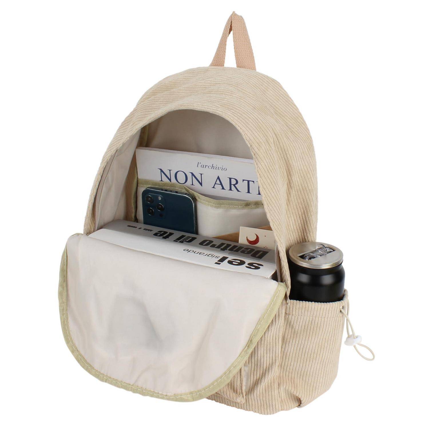 Cord Rucksack H-beige mit Laptopfach 30x13x40cm