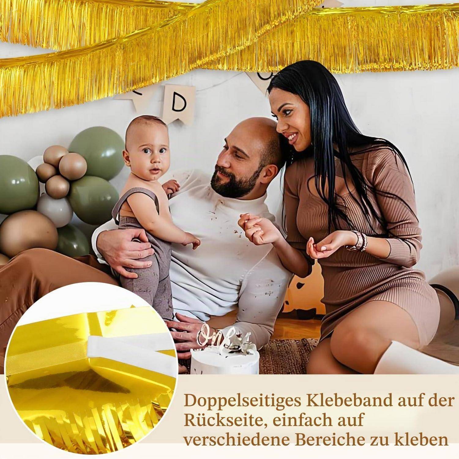Girlande Metallic Folie Gold 6er Set 18m Partydeko