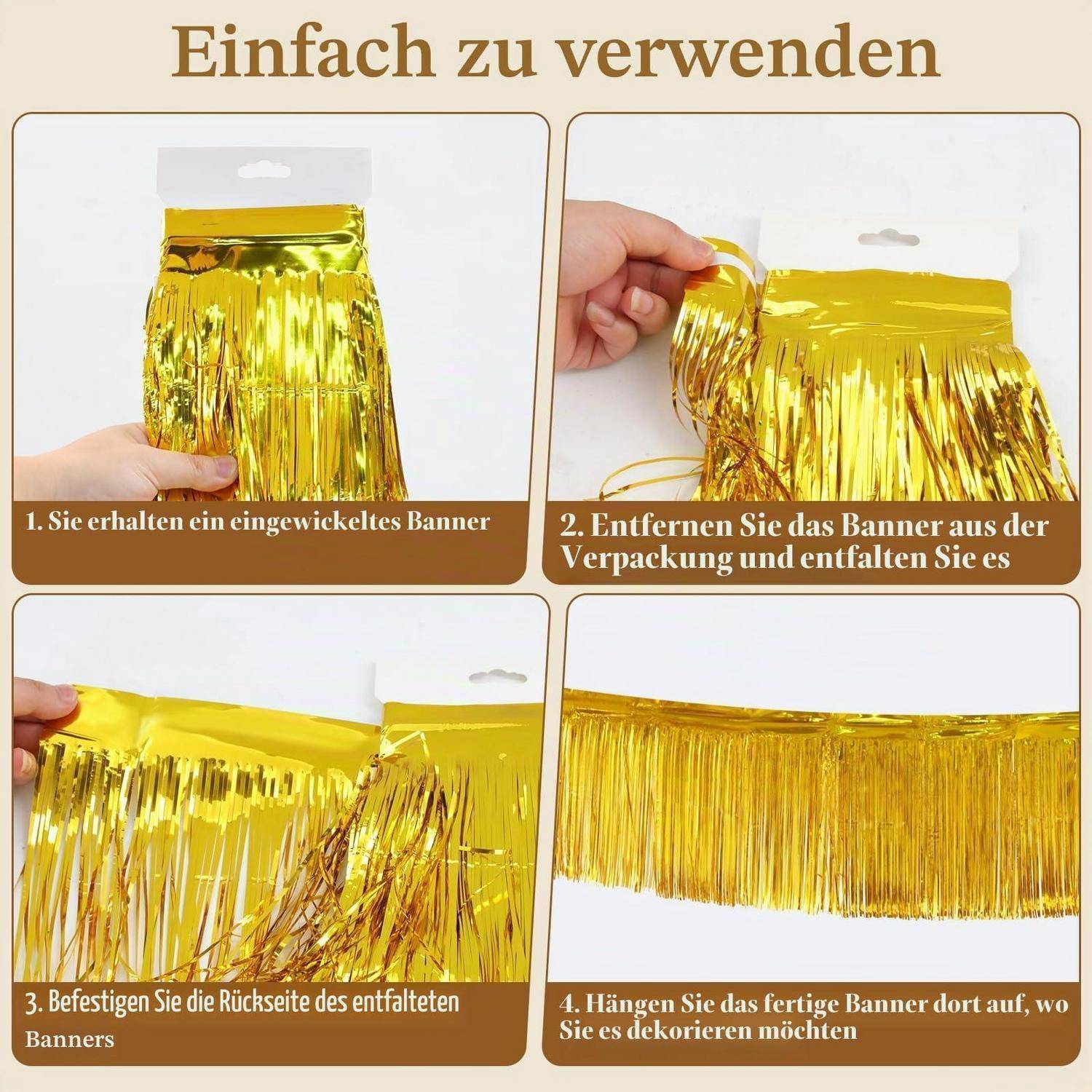 Girlande Metallic Folie Gold 6er Set 18m Partydeko