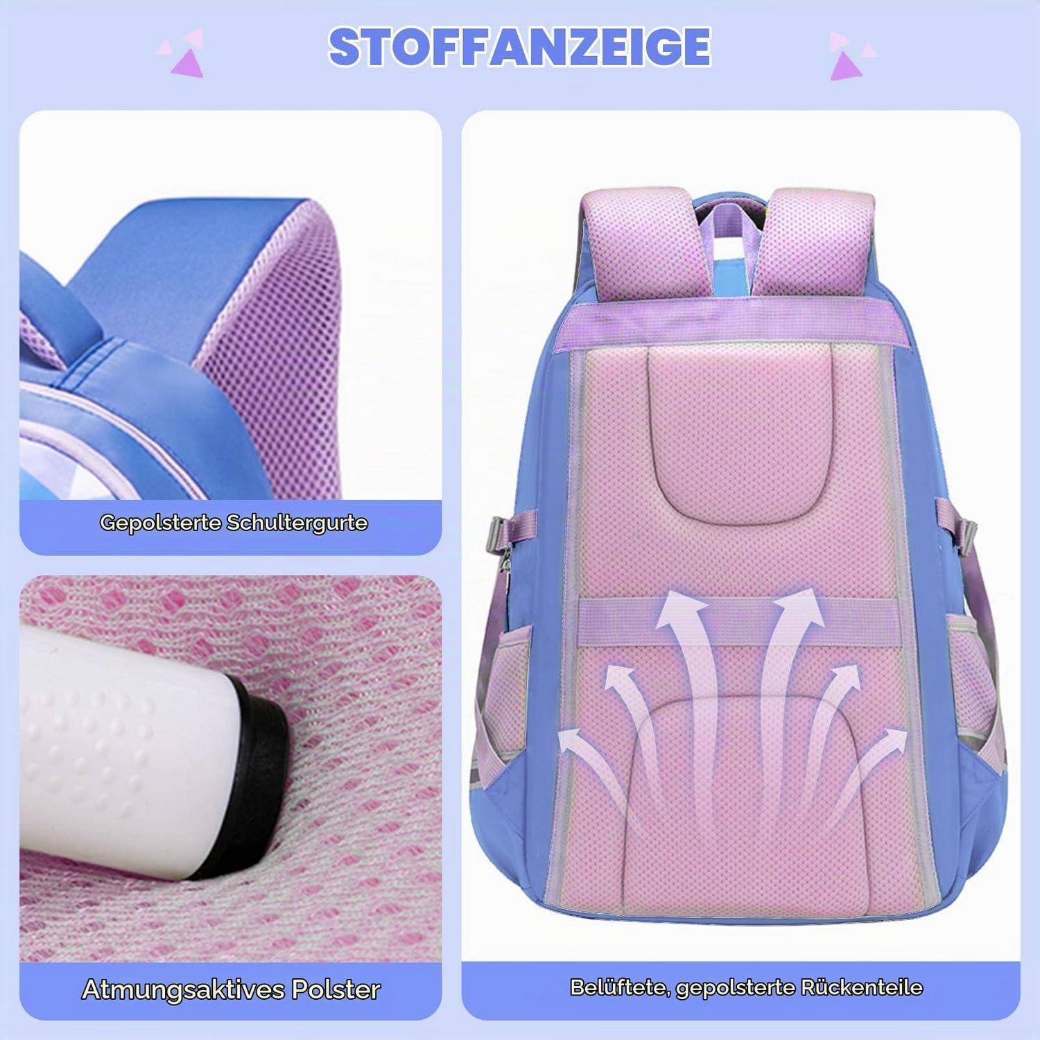 Amythe Schulrucksack Mädchen 46L Hellblau Wasserdicht Robust