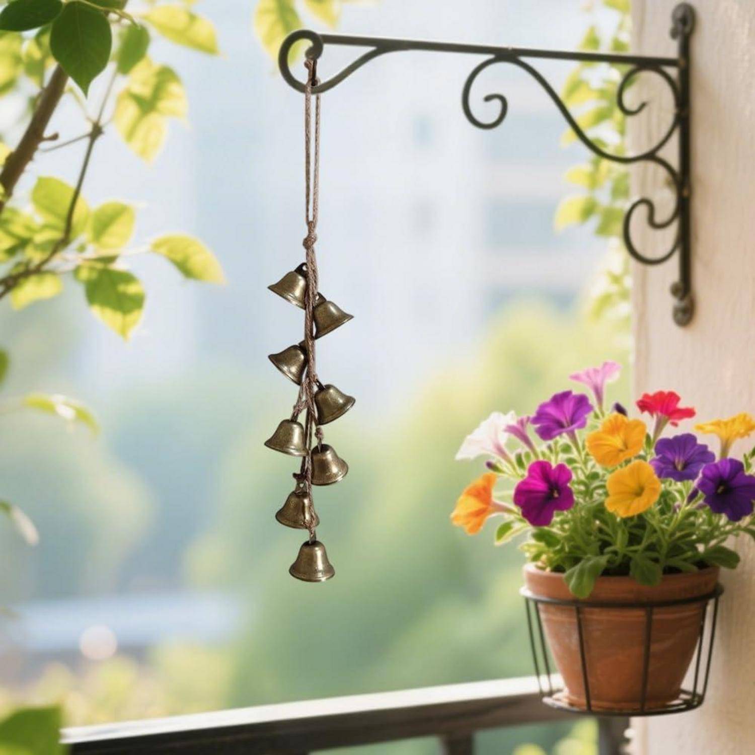 CREATCABIN 2 Stück Hexenglocken Windspiel Antik Bronze Eisen 42cm