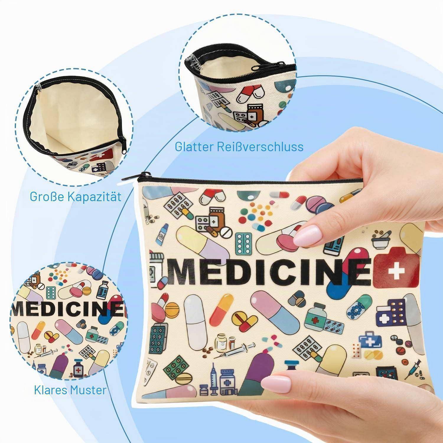 Medikamententasche leer, Reiseapotheke mit Reißverschluss