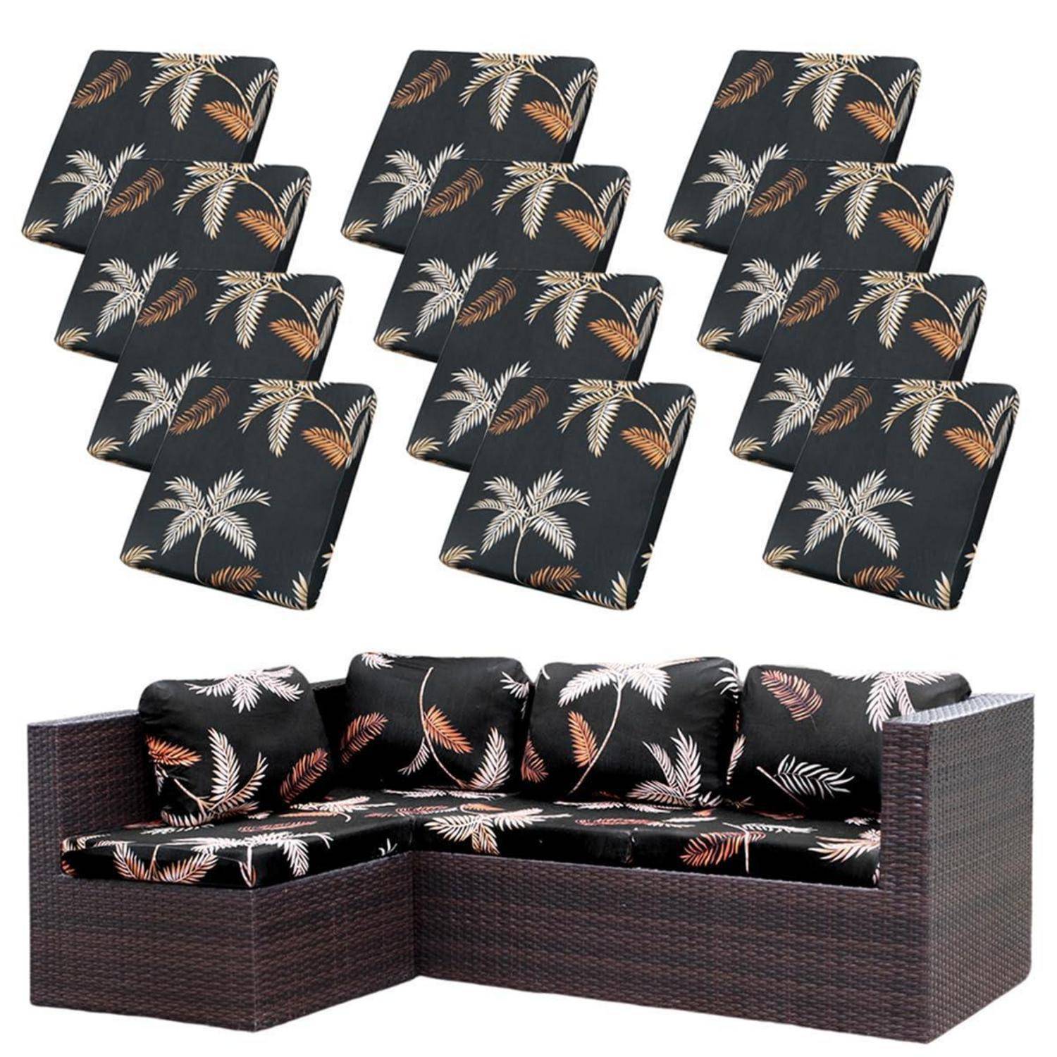 Hiseng Outdoor Sofa Sitzkissenbezug 12er Set Kokosnussbaum Druck Stretch