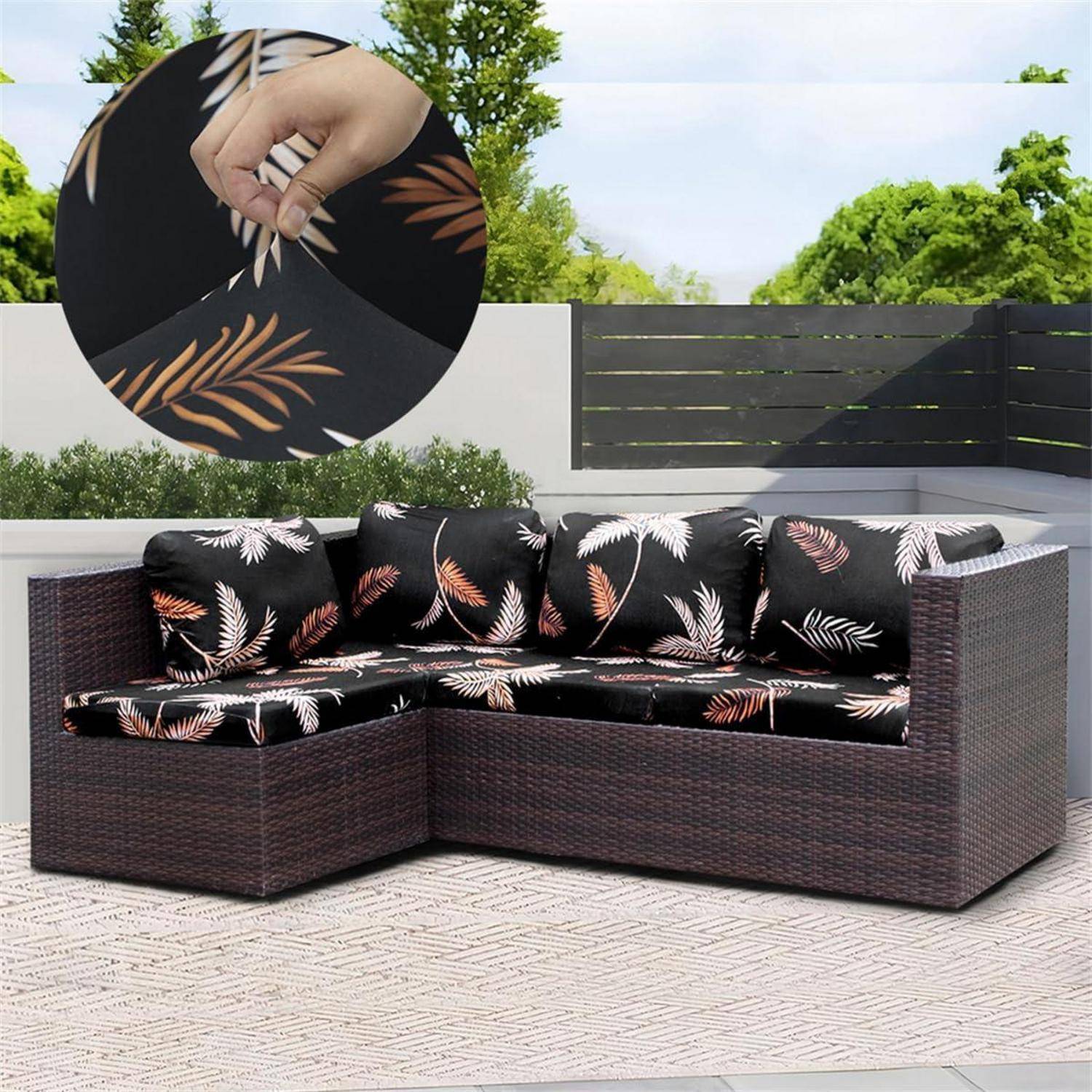 Hiseng Outdoor Sofa Sitzkissenbezug 12er Set Kokosnussbaum Druck Stretch
