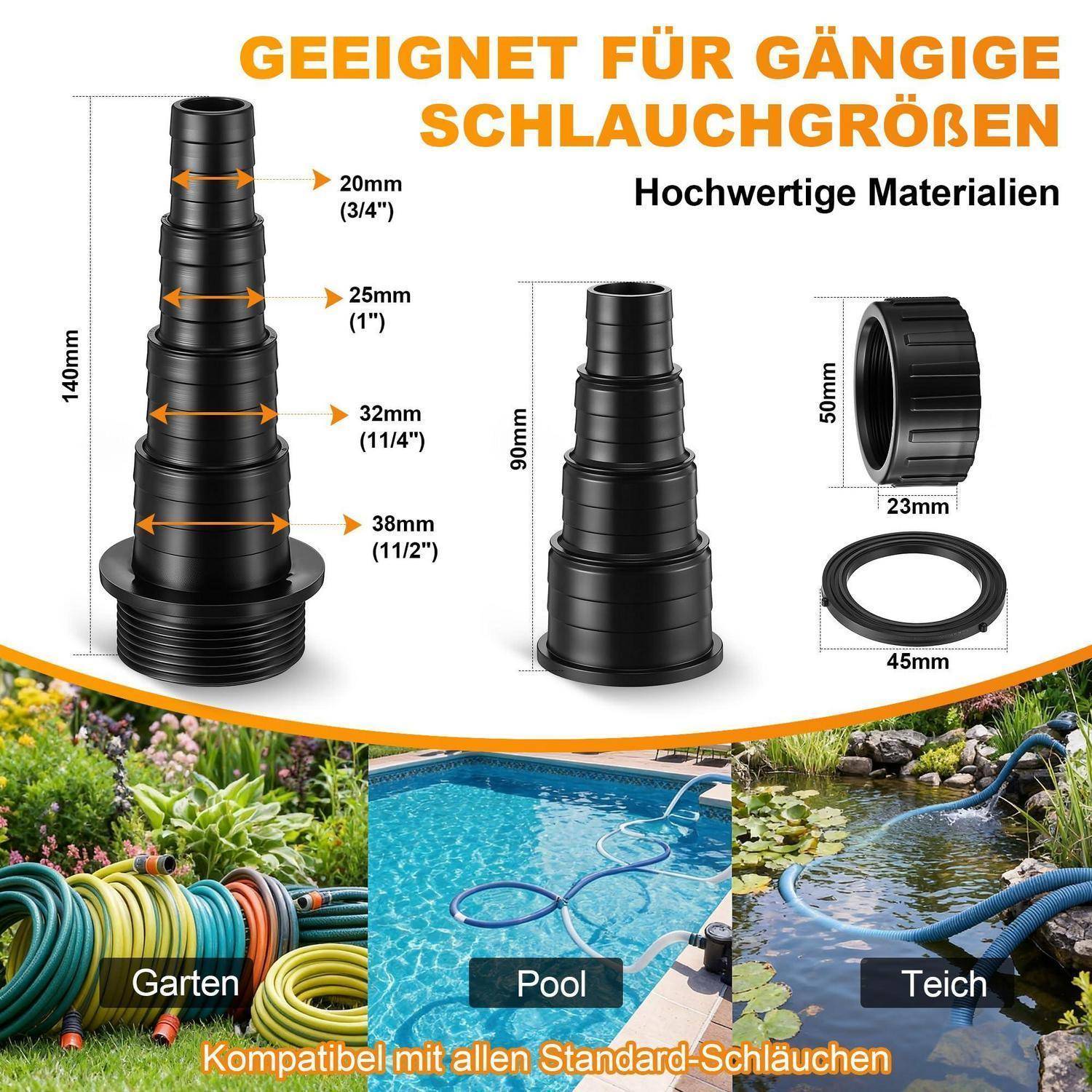 Schlauchverbinder 20-38mm Kunststoff 2 Stück