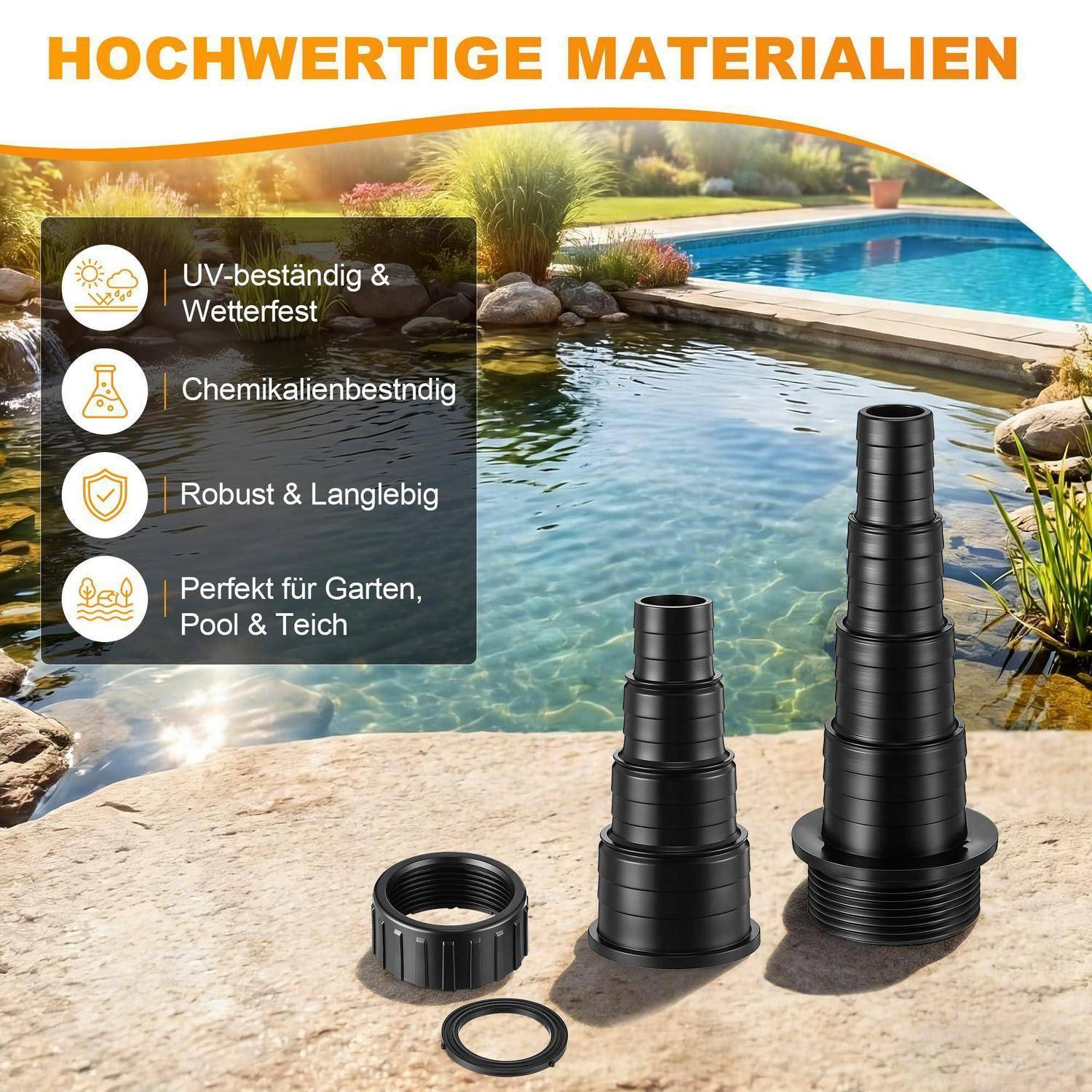 Enhon Schlauchverbinder 20-38mm Kunststoff Schwarz