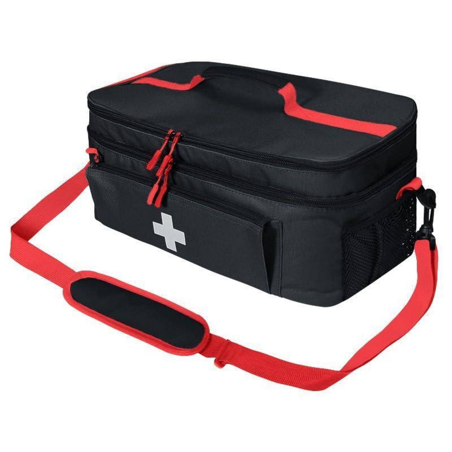 Erste Hilfe Tasche Schwarz mit Schultergurt, wasserdicht