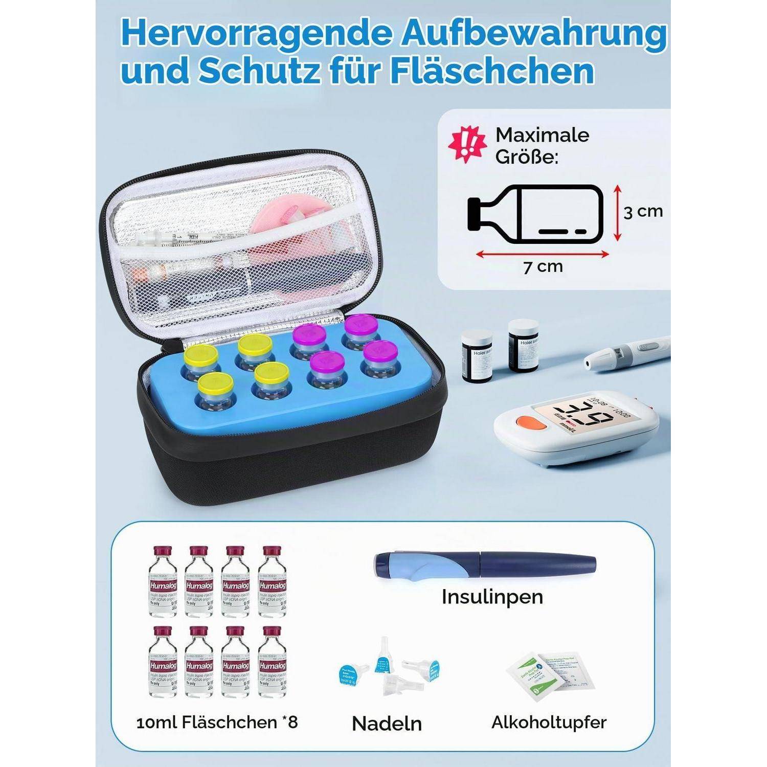 Youshares Peptide Vial Fridge Box 8 Fach Insulin Flaschenhalter Schwarz