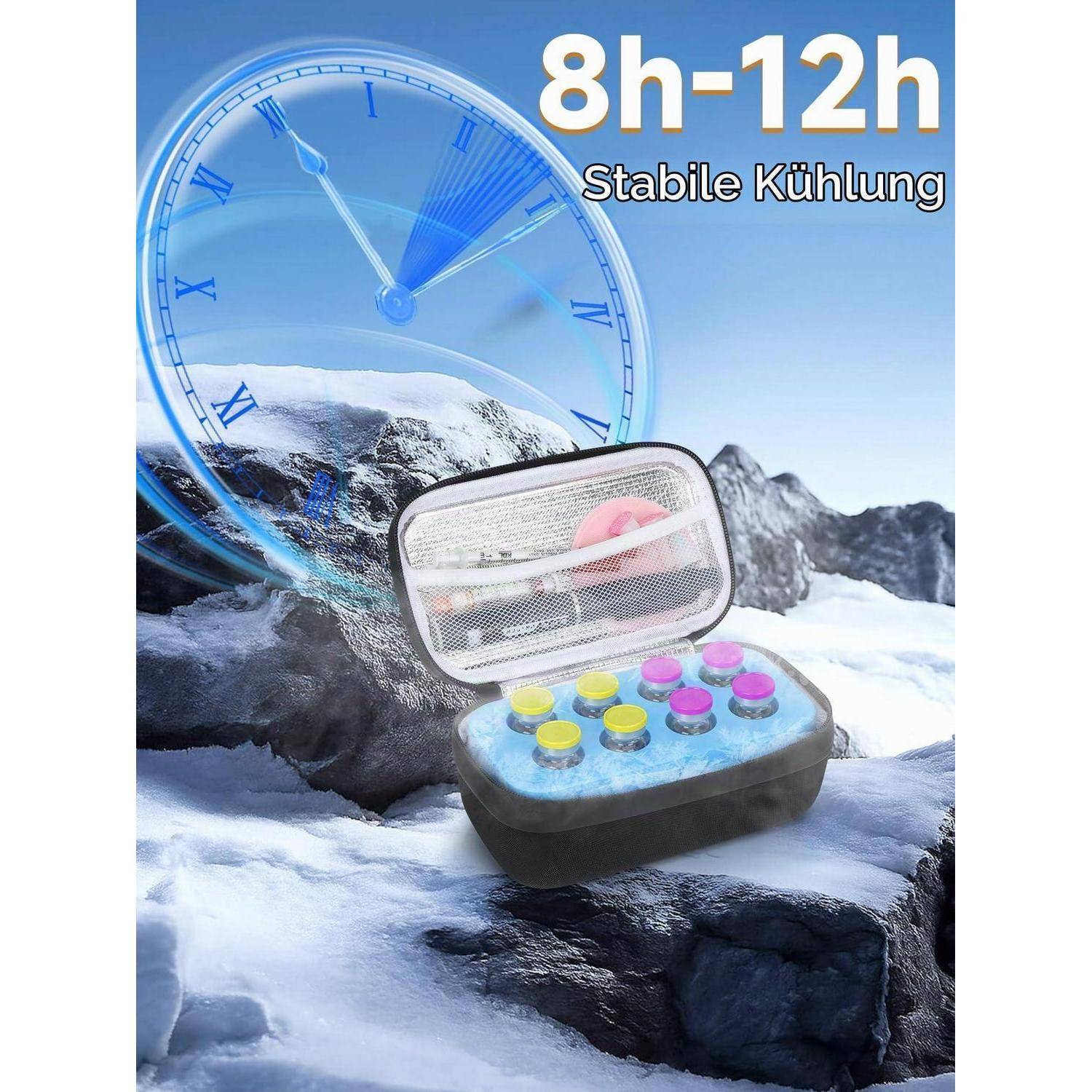 Youshares Peptide Vial Fridge Box 8 Fach Insulin Flaschenhalter Schwarz