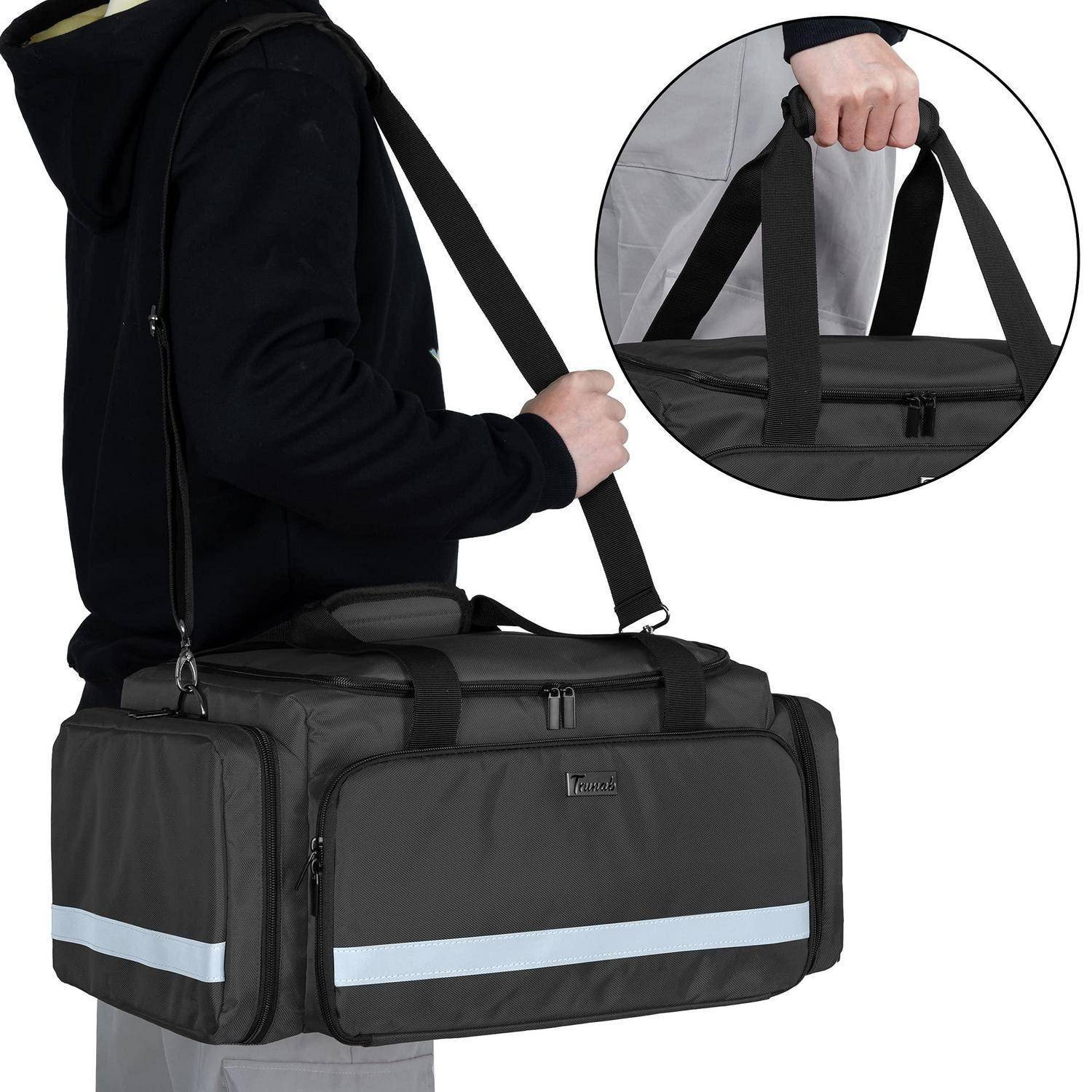 Trunab Notfalltasche Schwarz mit Trennwänden und reflektierenden Streifen