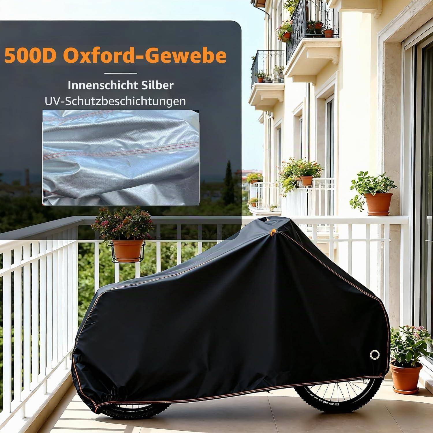 Fahrradabdeckung 500D Oxford wasserdicht mit Schlossführung und Beutel