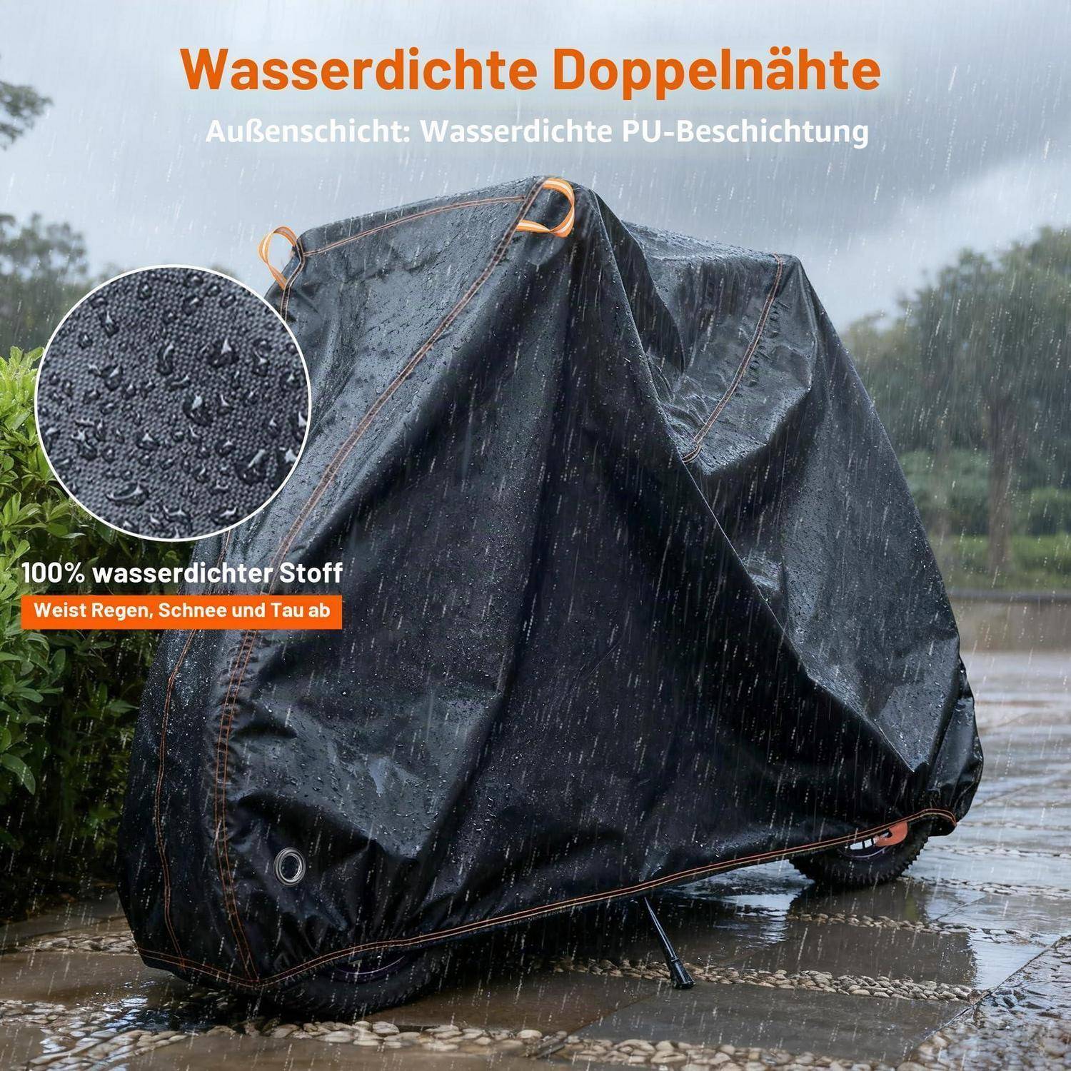 Fahrradabdeckung 500D Oxford wasserdicht mit Schlossführung und Beutel