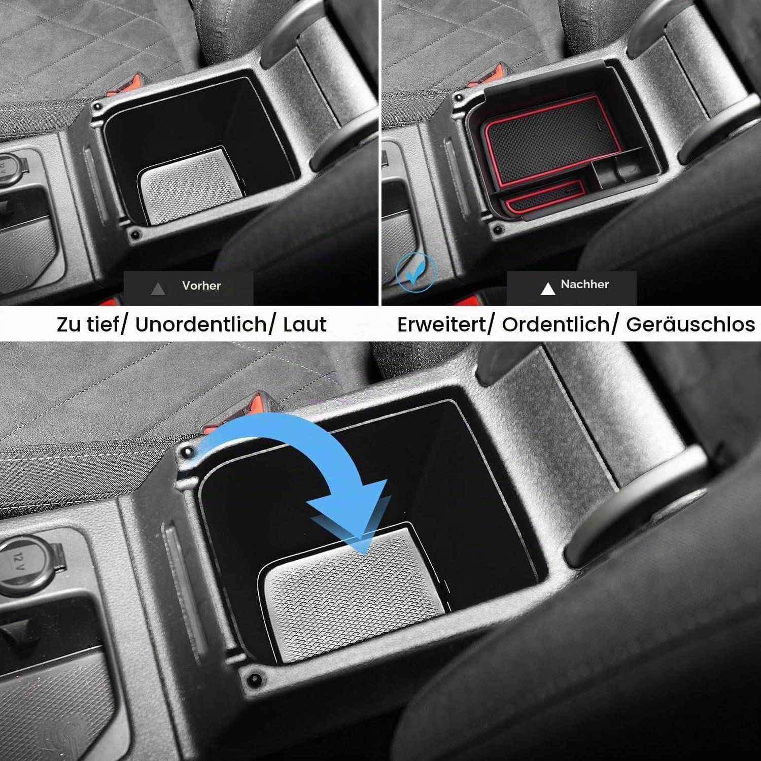 Mittelkonsolen-Organizer für VW Golf 8 8.5 GTI GTD GTE 2020-2025 Rot