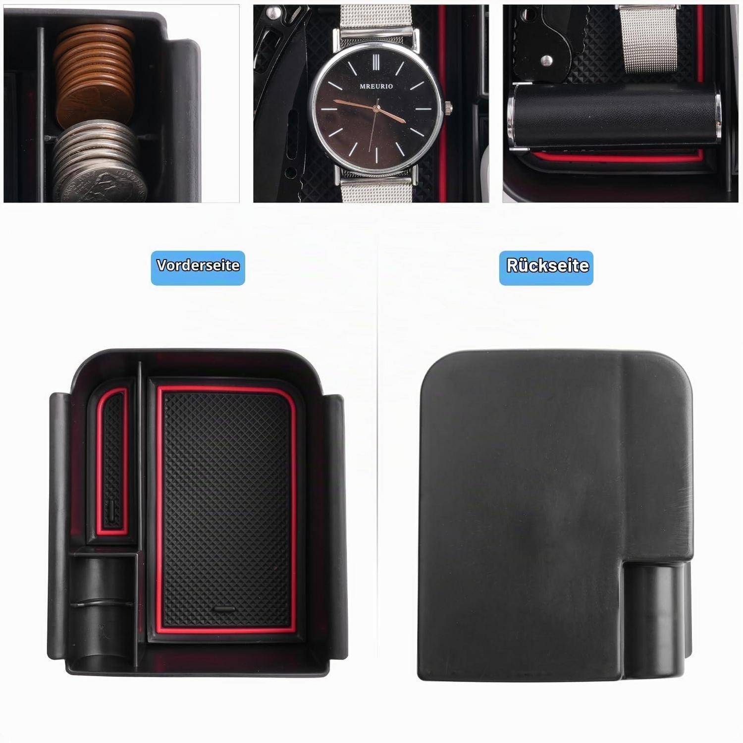 Mittelkonsolen-Organizer für VW Golf 8 8.5 GTI GTD GTE 2020-2025 Rot