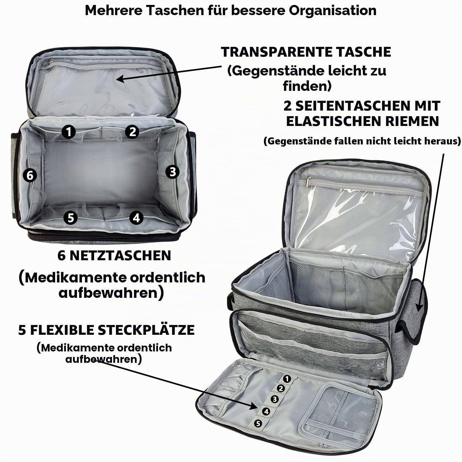Erste Hilfe Tasche leer Grau, wasserdicht, 29x20x17cm