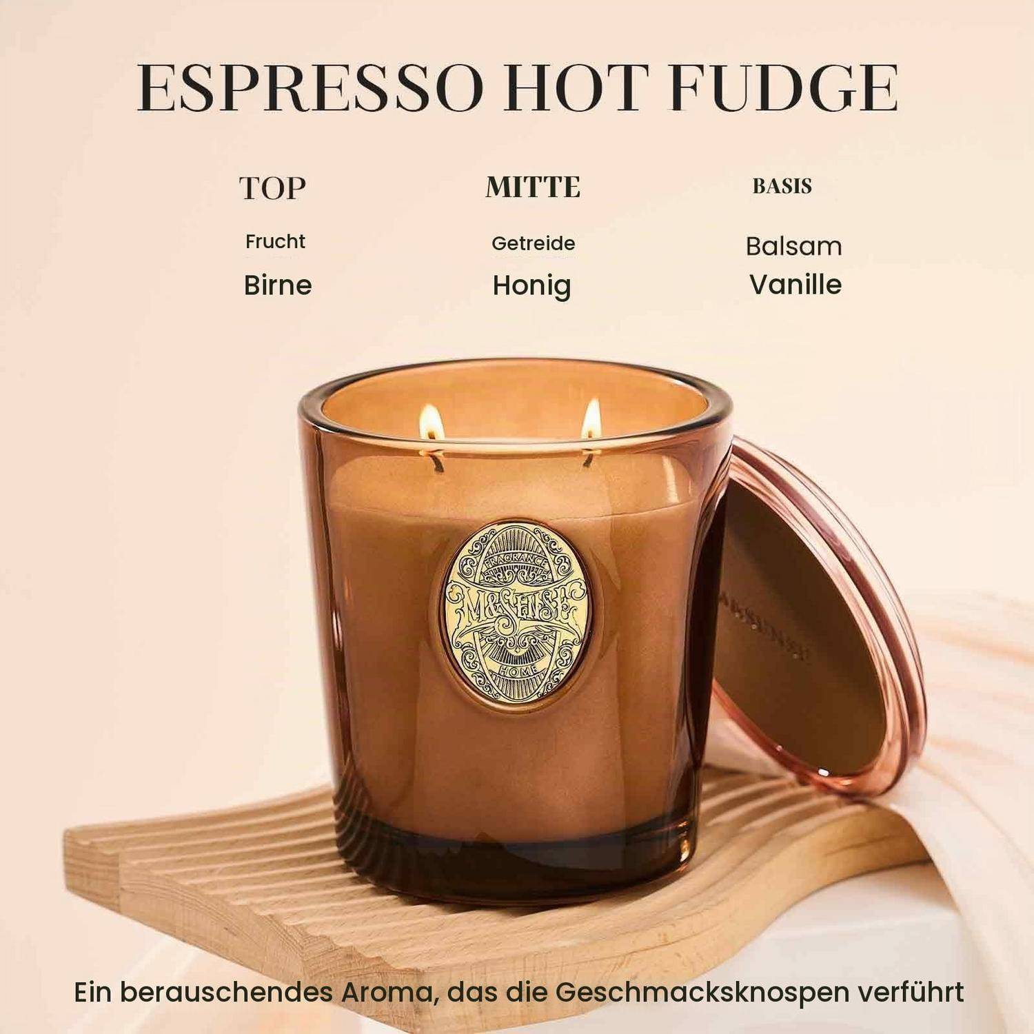 M&amp;SENSE Duftkerze Espresso-Heißfudge 560g 2-Docht 110h