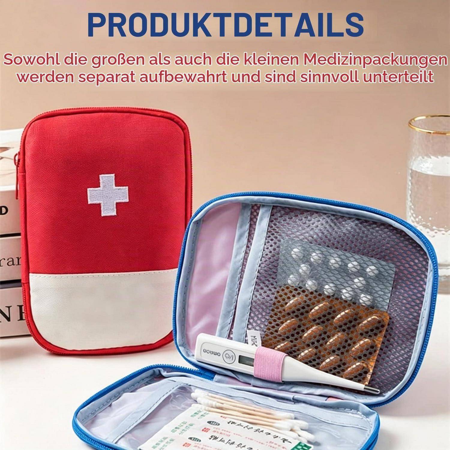 2x Erste Hilfe Tasche leer, Medikamententasche kompakt, wasserdicht