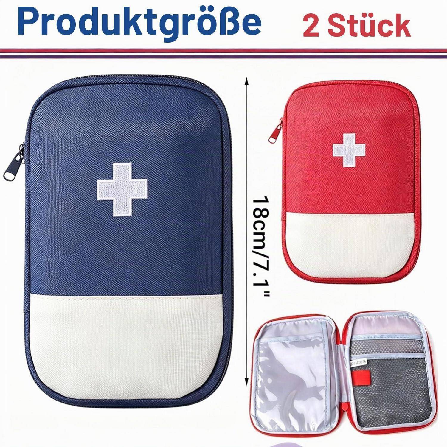 2x Erste Hilfe Tasche leer, Medikamententasche kompakt, wasserdicht