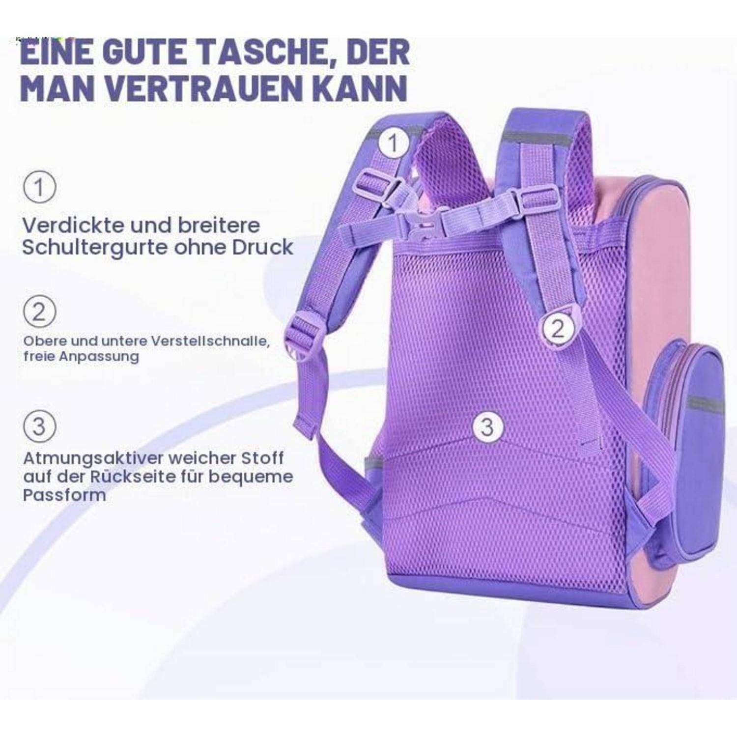 Aucuu Kinderrucksack Mädchen Einhorn Lila 38x28x16cm
