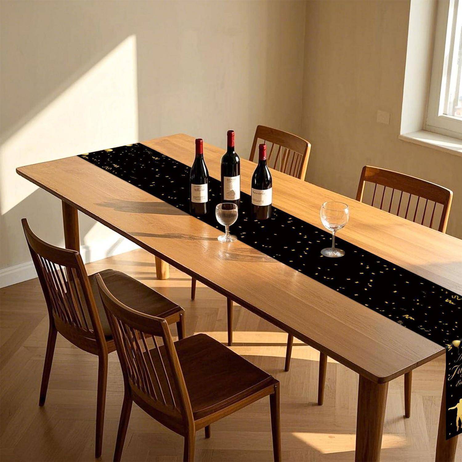 Tischläufer Jugendweihe 30x270cm Schwarz Gold Polyester