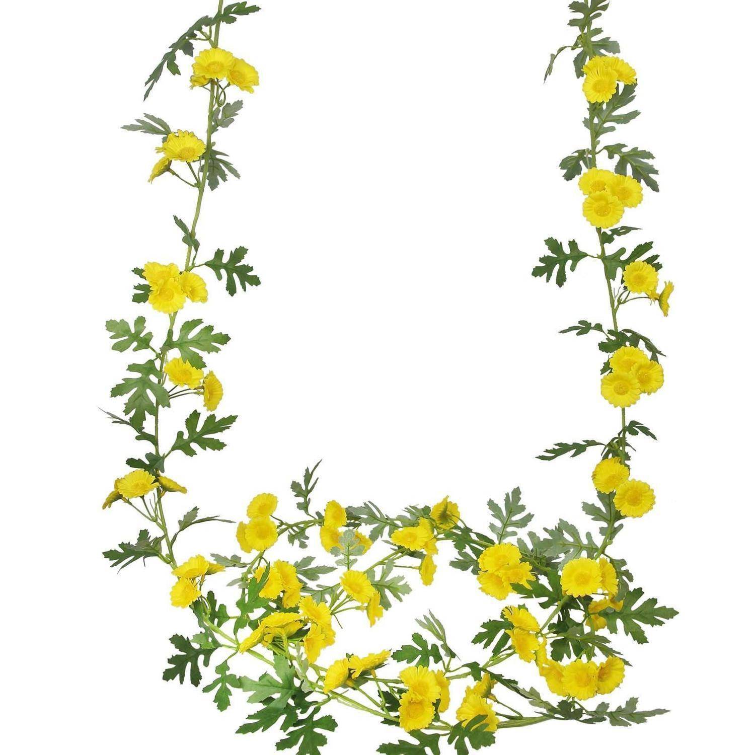 2x Blumengirlande Gänseblümchen künstlich 180cm Gelb Seidenblumen