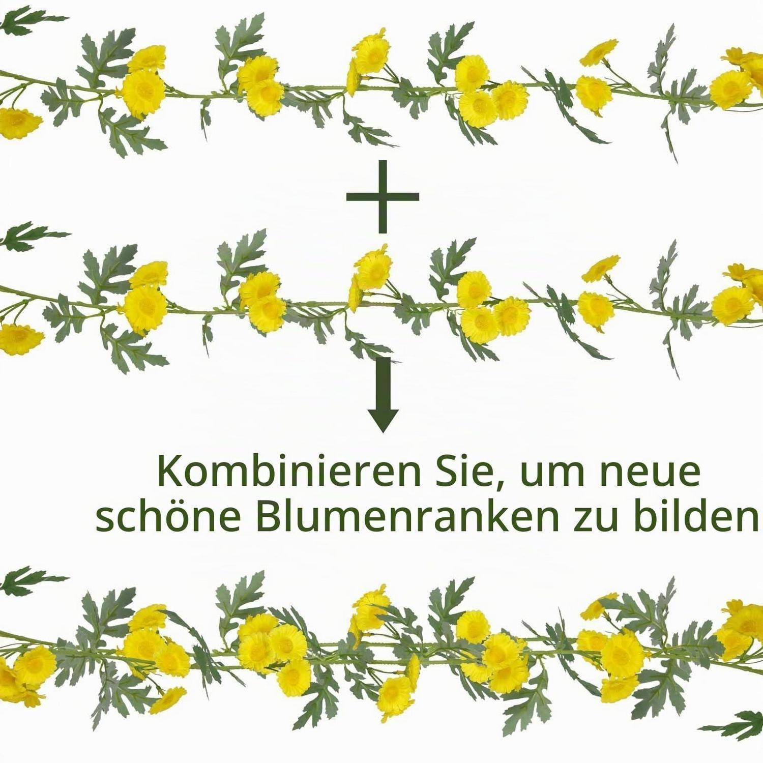 2x Blumengirlande Gänseblümchen künstlich 180cm Gelb Seidenblumen
