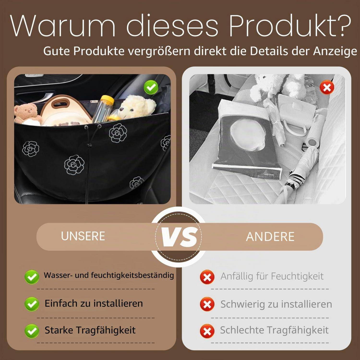 Auto Organizer Kinder Rückbank faltbar Oxford Schwarz
