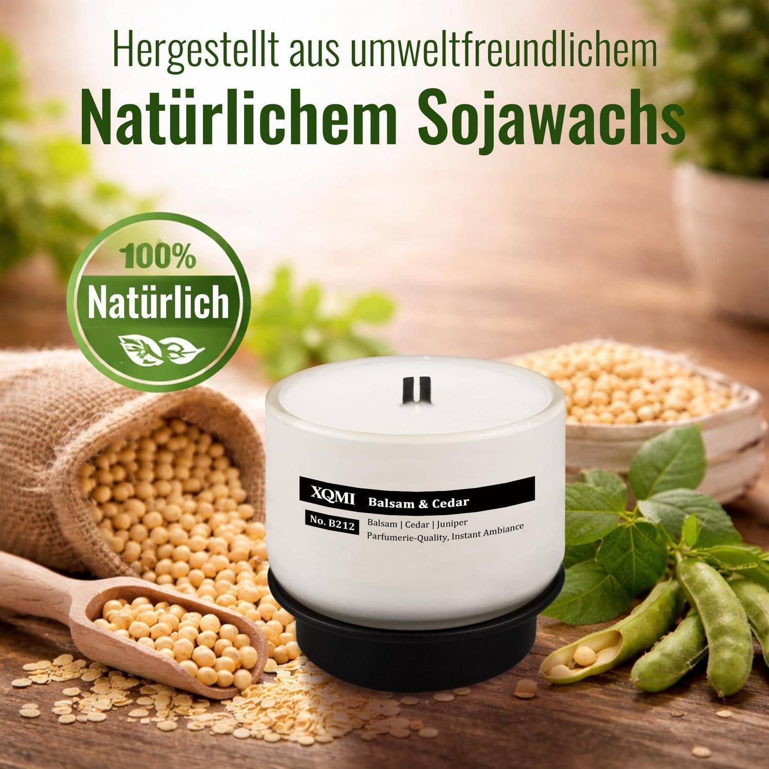 Sojawachs-Kerzenglasieren mit der Bezeichnung „Balsamharze & Zeder