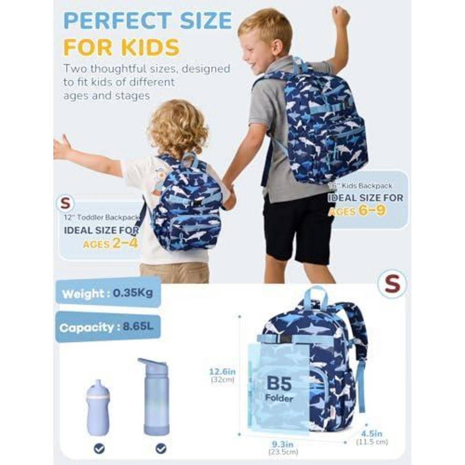 Kindergartenrucksack Jungen 8.65L Hai-Design wasserabweisend 32cm