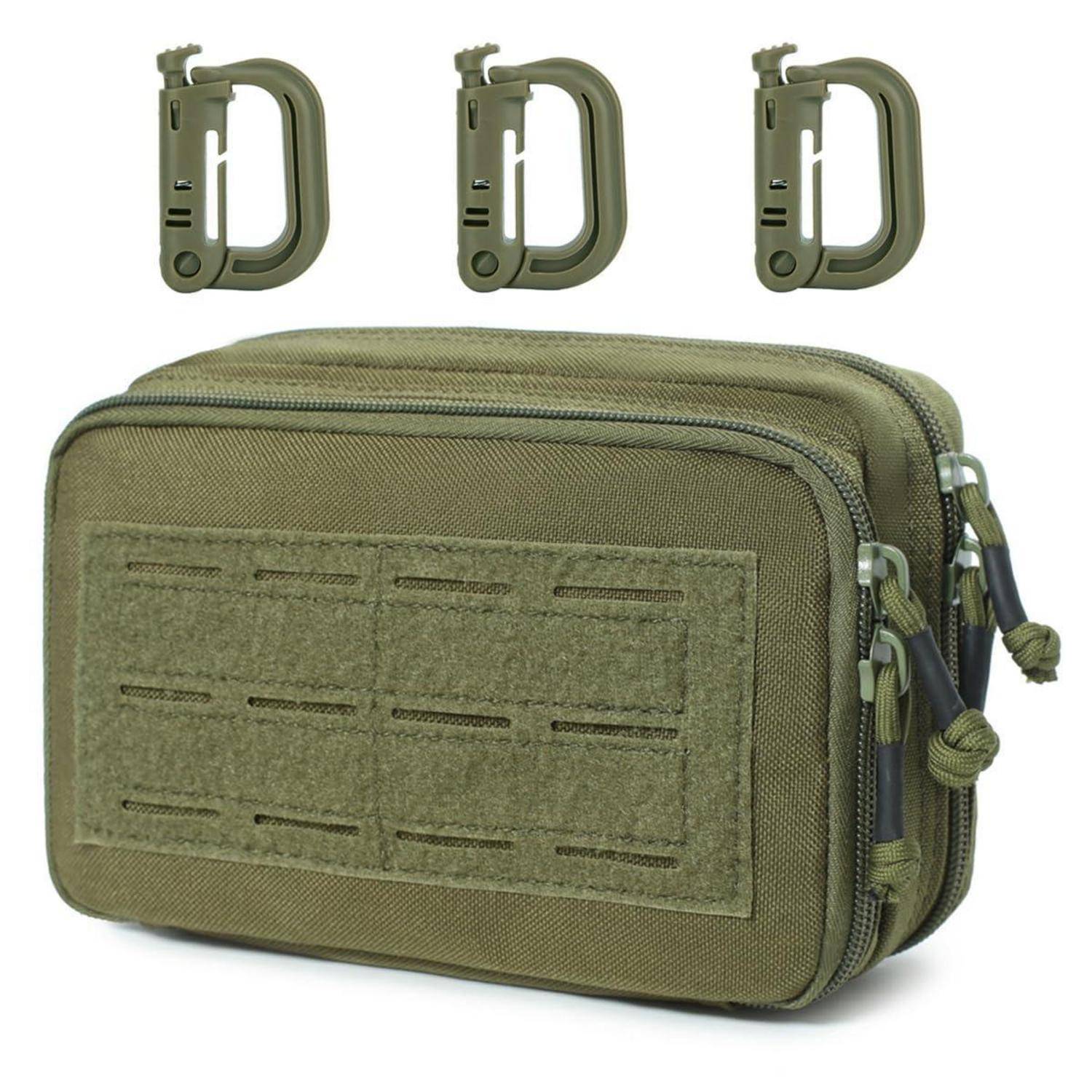MUCHER Tactical Molle Tasche Grün mit 3 Karabiner