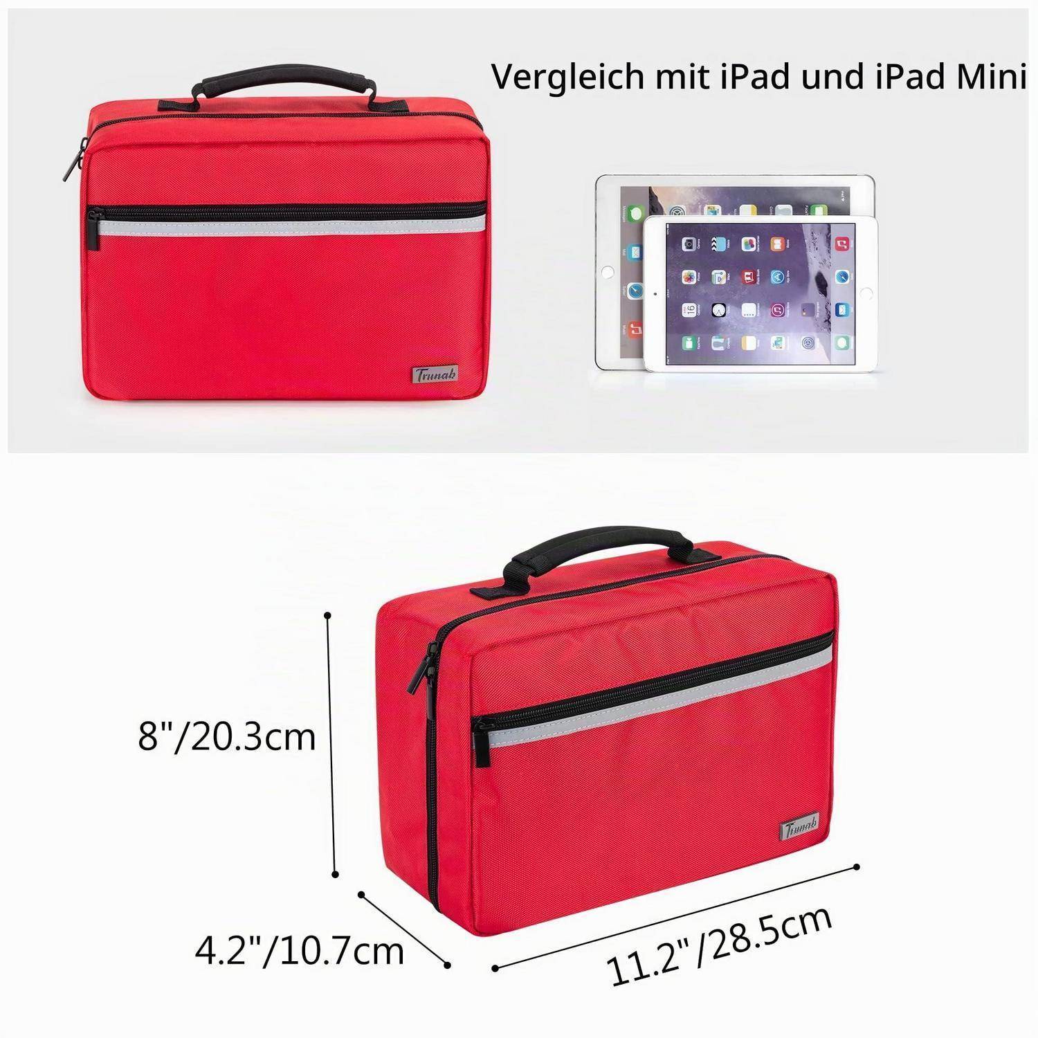Erste-Hilfe-Tasche Rot mit mehreren Fächern und Griff
