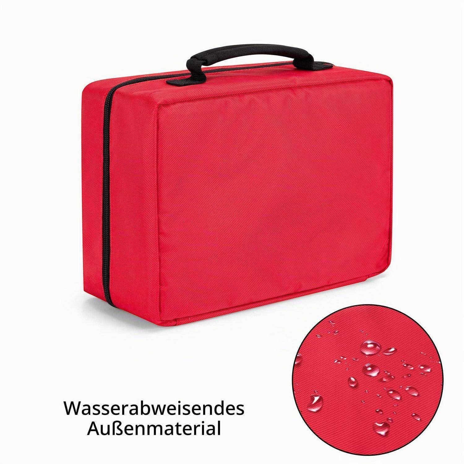 Erste-Hilfe-Tasche Rot mit mehreren Fächern und Griff