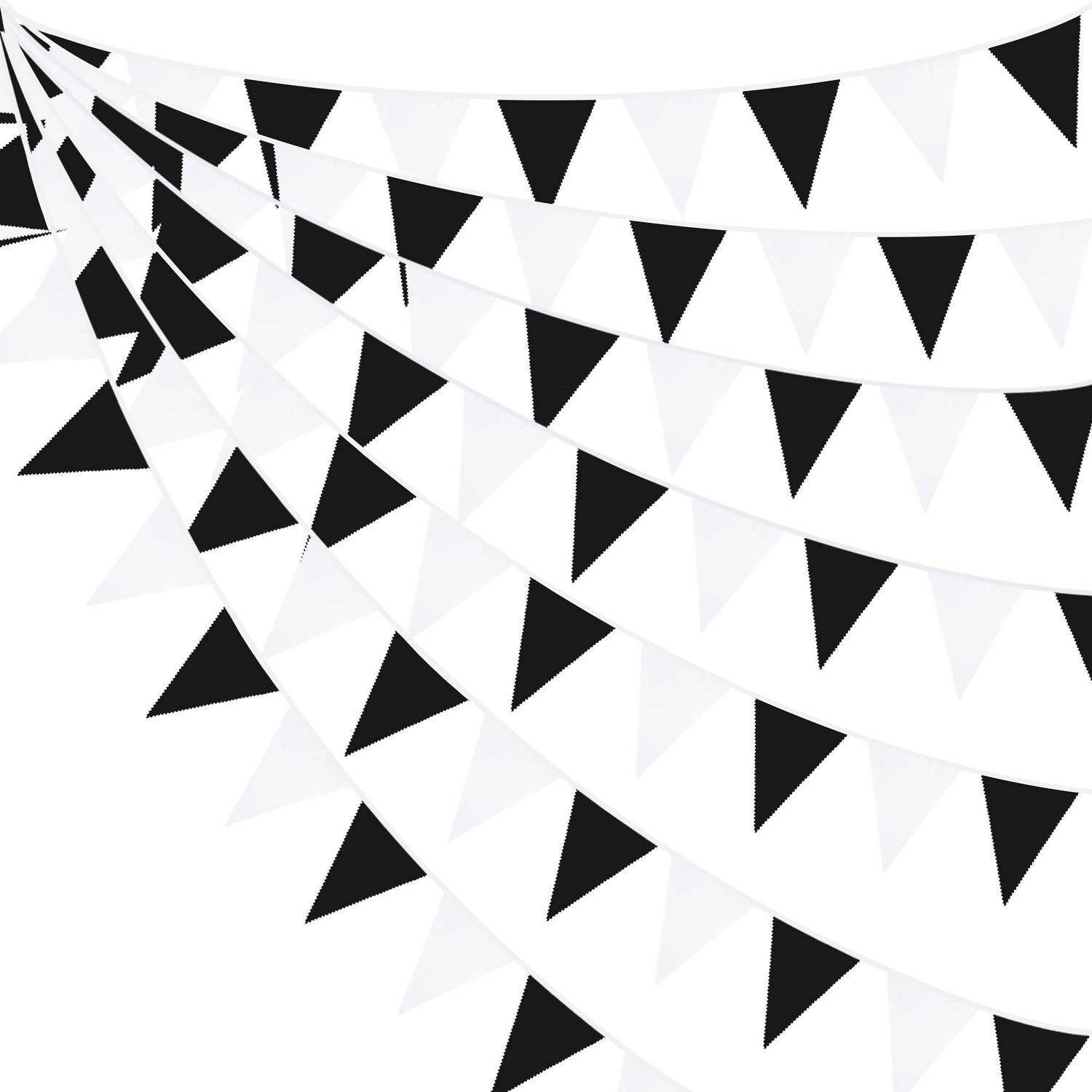 Stoff-Wimpelkette 10m Schwarz-Weiß 36 Flaggen Baumwolle