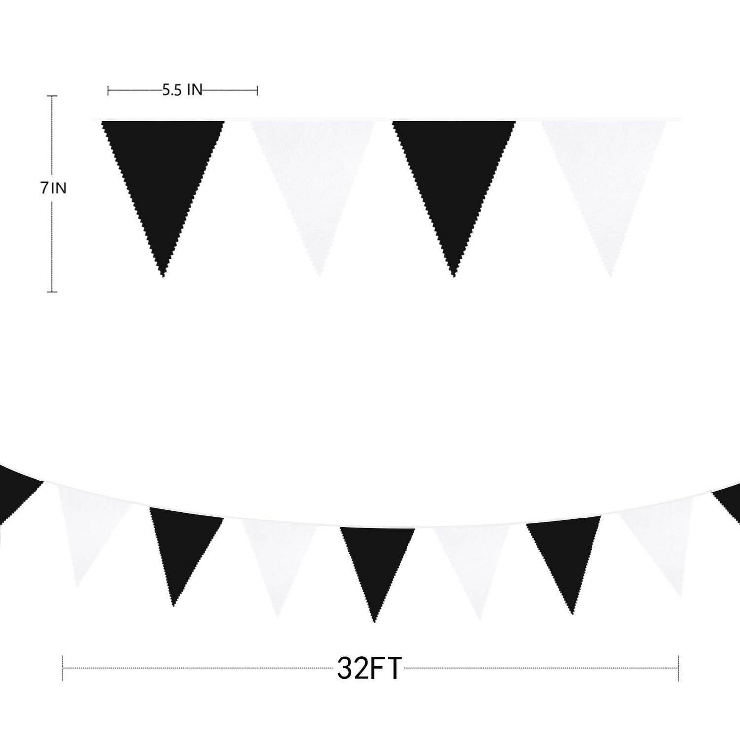 Stoff-Wimpelkette 10m Schwarz-Weiß 36 Flaggen Baumwolle