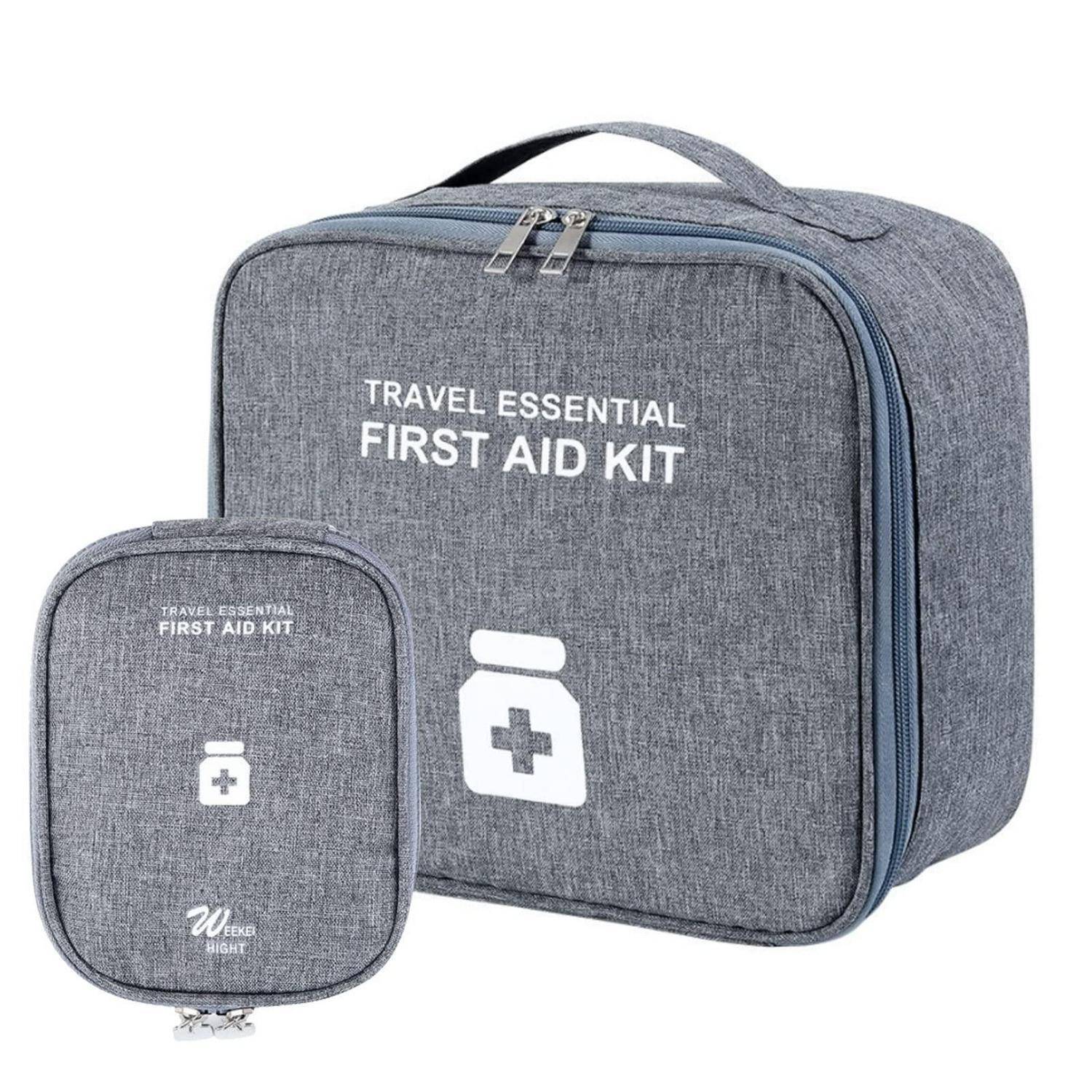 2er Set Medizintasche Reiseapotheke Grau Wasserdicht Oxford-Gewebe