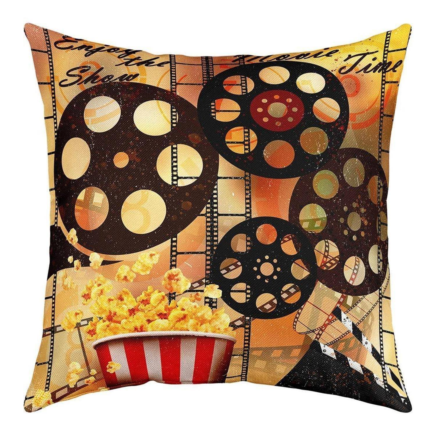 4er Set Kissenbezüge 50x50cm Popcorn Film Motiv Polyester